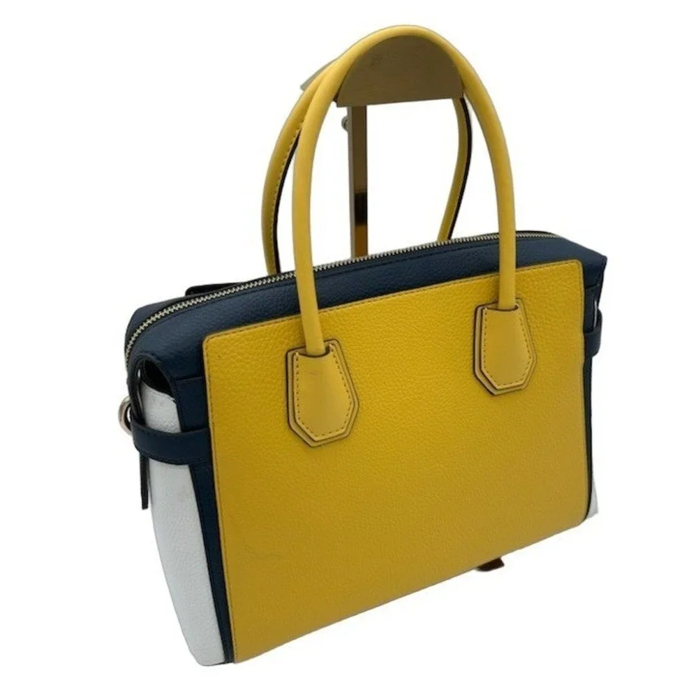 Michael Kors Satchel Women's Yellow Navy White Colorblock Leather Bag Purse Y2K